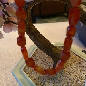 Vintage faced carnelian necklace